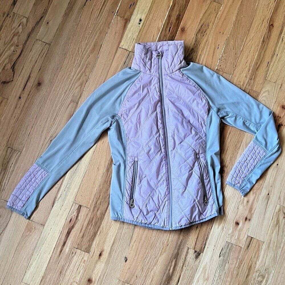 Calvin Klein Fitness Workout Athletic Jacket nylon puffer quilt XS lavender grey